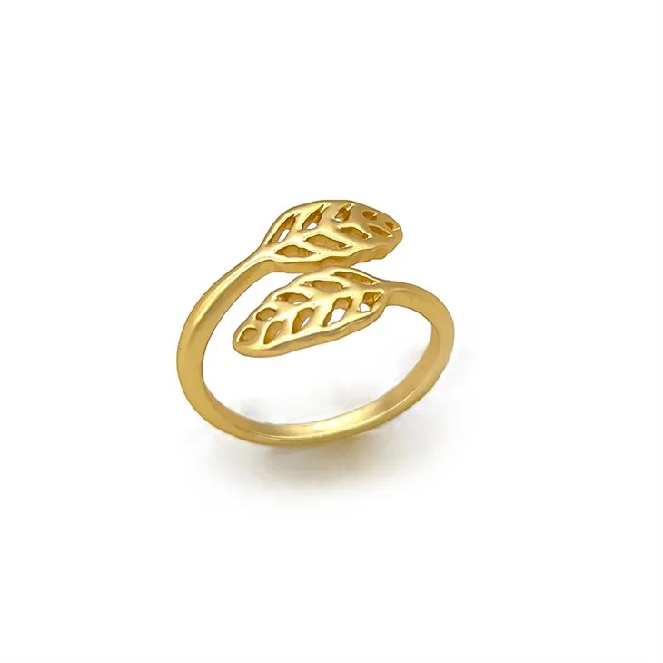 Bague Bypass Feuilles d'Or