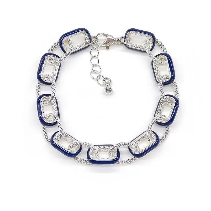 Bracelet cerceau texturé en argent bleu
