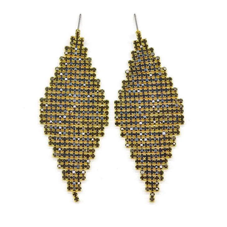 Boucles d'oreilles pendantes avec pierres précieuses dorées
