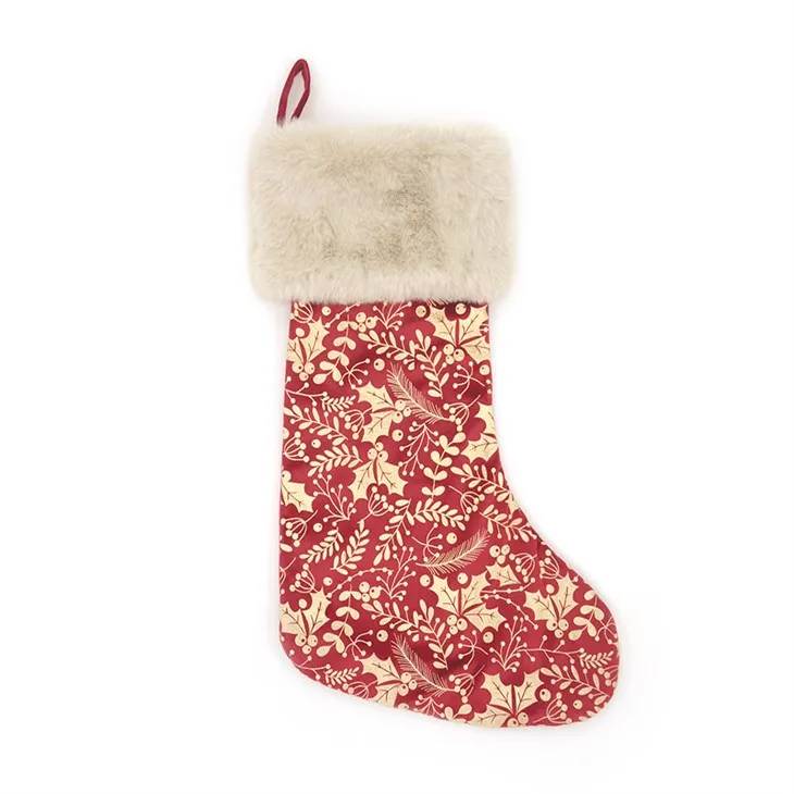 Chaussette de Noël naturelle rouge