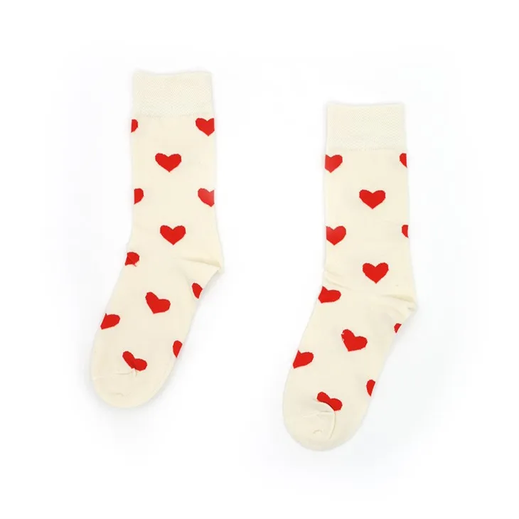 Chaussettes en coton à cœur blanc