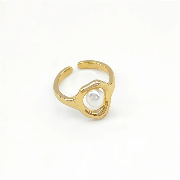 Gold Pearl Open Ring